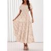 image:imagePRETTYGARDEN Womens 2026 Summer Boho Maxi Dresses Floral Short Sleeve Square Neck Smocked Flowy Long Dress Vacation OutfitsBeige