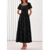 image:imagePRETTYGARDEN Womens 2026 Summer Boho Maxi Dresses Floral Short Sleeve Square Neck Smocked Flowy Long Dress Vacation OutfitsBlack