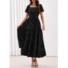 image:imagePRETTYGARDEN Womens 2026 Summer Boho Maxi Dresses Floral Short Sleeve Square Neck Smocked Flowy Long Dress Vacation OutfitsBlack