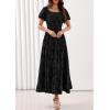 image:imagePRETTYGARDEN Womens 2026 Summer Boho Maxi Dresses Floral Short Sleeve Square Neck Smocked Flowy Long Dress Vacation OutfitsBlack