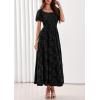 image:imagePRETTYGARDEN Womens 2026 Summer Boho Maxi Dresses Floral Short Sleeve Square Neck Smocked Flowy Long Dress Vacation OutfitsBlack