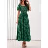 image:imagePRETTYGARDEN Womens 2026 Summer Boho Maxi Dresses Floral Short Sleeve Square Neck Smocked Flowy Long Dress Vacation OutfitsDark Green