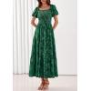 image:imagePRETTYGARDEN Womens 2026 Summer Boho Maxi Dresses Floral Short Sleeve Square Neck Smocked Flowy Long Dress Vacation OutfitsDark Green