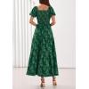 image:imagePRETTYGARDEN Womens 2026 Summer Boho Maxi Dresses Floral Short Sleeve Square Neck Smocked Flowy Long Dress Vacation OutfitsDark Green
