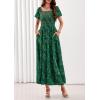 image:imagePRETTYGARDEN Womens 2026 Summer Boho Maxi Dresses Floral Short Sleeve Square Neck Smocked Flowy Long Dress Vacation OutfitsDark Green