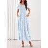 image:imagePRETTYGARDEN Womens 2026 Summer Boho Maxi Dresses Floral Short Sleeve Square Neck Smocked Flowy Long Dress Vacation OutfitsLight Blue