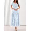image:imagePRETTYGARDEN Womens 2026 Summer Boho Maxi Dresses Floral Short Sleeve Square Neck Smocked Flowy Long Dress Vacation OutfitsLight Blue