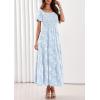 image:imagePRETTYGARDEN Womens 2026 Summer Boho Maxi Dresses Floral Short Sleeve Square Neck Smocked Flowy Long Dress Vacation OutfitsLight Blue