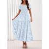 image:imagePRETTYGARDEN Womens 2026 Summer Boho Maxi Dresses Floral Short Sleeve Square Neck Smocked Flowy Long Dress Vacation OutfitsLight Blue