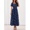 image:imagePRETTYGARDEN Womens 2026 Summer Boho Maxi Dresses Floral Short Sleeve Square Neck Smocked Flowy Long Dress Vacation OutfitsNavy Blue
