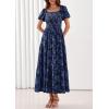 image:imagePRETTYGARDEN Womens 2026 Summer Boho Maxi Dresses Floral Short Sleeve Square Neck Smocked Flowy Long Dress Vacation OutfitsNavy Blue