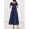 image:imagePRETTYGARDEN Womens 2026 Summer Boho Maxi Dresses Floral Short Sleeve Square Neck Smocked Flowy Long Dress Vacation OutfitsNavy Blue