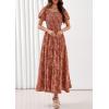 image:imagePRETTYGARDEN Womens 2026 Summer Boho Maxi Dresses Floral Short Sleeve Square Neck Smocked Flowy Long Dress Vacation OutfitsOrange