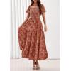 image:imagePRETTYGARDEN Womens 2026 Summer Boho Maxi Dresses Floral Short Sleeve Square Neck Smocked Flowy Long Dress Vacation OutfitsOrange
