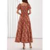 image:imagePRETTYGARDEN Womens 2026 Summer Boho Maxi Dresses Floral Short Sleeve Square Neck Smocked Flowy Long Dress Vacation OutfitsOrange