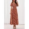 image:imagePRETTYGARDEN Womens 2026 Summer Boho Maxi Dresses Floral Short Sleeve Square Neck Smocked Flowy Long Dress Vacation OutfitsOrange