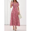 image:imagePRETTYGARDEN Womens 2026 Summer Boho Maxi Dresses Floral Short Sleeve Square Neck Smocked Flowy Long Dress Vacation OutfitsPink