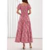 image:imagePRETTYGARDEN Womens 2026 Summer Boho Maxi Dresses Floral Short Sleeve Square Neck Smocked Flowy Long Dress Vacation OutfitsPink