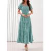 image:imagePRETTYGARDEN Womens 2026 Summer Boho Maxi Dresses Floral Short Sleeve Square Neck Smocked Flowy Long Dress Vacation OutfitsSage Green