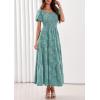 image:imagePRETTYGARDEN Womens 2026 Summer Boho Maxi Dresses Floral Short Sleeve Square Neck Smocked Flowy Long Dress Vacation OutfitsSage Green