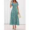 image:imagePRETTYGARDEN Womens 2026 Summer Boho Maxi Dresses Floral Short Sleeve Square Neck Smocked Flowy Long Dress Vacation OutfitsSage Green