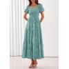 image:imagePRETTYGARDEN Womens 2026 Summer Boho Maxi Dresses Floral Short Sleeve Square Neck Smocked Flowy Long Dress Vacation OutfitsSage Green