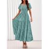 image:imagePRETTYGARDEN Womens 2026 Summer Boho Maxi Dresses Floral Short Sleeve Square Neck Smocked Flowy Long Dress Vacation OutfitsSage Green