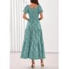 image:imagePRETTYGARDEN Womens 2026 Summer Boho Maxi Dresses Floral Short Sleeve Square Neck Smocked Flowy Long Dress Vacation OutfitsSage Green