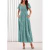 image:imagePRETTYGARDEN Womens 2026 Summer Boho Maxi Dresses Floral Short Sleeve Square Neck Smocked Flowy Long Dress Vacation OutfitsSage Green