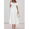 image:imagePRETTYGARDEN Womens 2026 Summer Boho Maxi Dresses Floral Short Sleeve Square Neck Smocked Flowy Long Dress Vacation OutfitsWhite