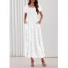 image:imagePRETTYGARDEN Womens 2026 Summer Boho Maxi Dresses Floral Short Sleeve Square Neck Smocked Flowy Long Dress Vacation OutfitsWhite