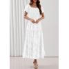 image:imagePRETTYGARDEN Womens 2026 Summer Boho Maxi Dresses Floral Short Sleeve Square Neck Smocked Flowy Long Dress Vacation OutfitsWhite