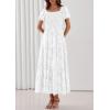 image:imagePRETTYGARDEN Womens 2026 Summer Boho Maxi Dresses Floral Short Sleeve Square Neck Smocked Flowy Long Dress Vacation OutfitsWhite