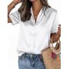 image:imagePRETTYGARDEN Womens 2026 Summer Button Down Shirts Short Sleeve Work Tops Dressy Satin Blouses Spring Business Casual OutfitsWhite