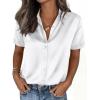 image:imagePRETTYGARDEN Womens 2026 Summer Button Down Shirts Short Sleeve Work Tops Dressy Satin Blouses Spring Business Casual OutfitsWhite