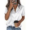 image:imagePRETTYGARDEN Womens 2026 Summer Button Down Shirts Short Sleeve Work Tops Dressy Satin Blouses Spring Business Casual OutfitsWhite