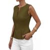 image:imagePRETTYGARDEN Womens 2026 Summer Vest Tops Business Casual Going Out Outfits Sleeveless Zip Up Dressy Tank Top Suit WaistcoatArmy Green