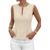 image:imagePRETTYGARDEN Womens 2026 Summer Vest Tops Business Casual Going Out Outfits Sleeveless Zip Up Dressy Tank Top Suit WaistcoatBeige