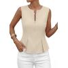 image:imagePRETTYGARDEN Womens 2026 Summer Vest Tops Business Casual Going Out Outfits Sleeveless Zip Up Dressy Tank Top Suit WaistcoatBeige