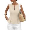 image:imagePRETTYGARDEN Womens 2026 Summer Vest Tops Business Casual Going Out Outfits Sleeveless Zip Up Dressy Tank Top Suit WaistcoatBeige