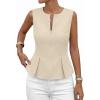 image:imagePRETTYGARDEN Womens 2026 Summer Vest Tops Business Casual Going Out Outfits Sleeveless Zip Up Dressy Tank Top Suit WaistcoatBeige