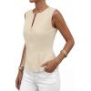 image:imagePRETTYGARDEN Womens 2026 Summer Vest Tops Business Casual Going Out Outfits Sleeveless Zip Up Dressy Tank Top Suit WaistcoatBeige