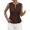 image:imagePRETTYGARDEN Womens 2026 Summer Vest Tops Business Casual Going Out Outfits Sleeveless Zip Up Dressy Tank Top Suit WaistcoatBrown