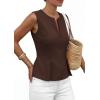 image:imagePRETTYGARDEN Womens 2026 Summer Vest Tops Business Casual Going Out Outfits Sleeveless Zip Up Dressy Tank Top Suit WaistcoatBrown