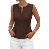image:imagePRETTYGARDEN Womens 2026 Summer Vest Tops Business Casual Going Out Outfits Sleeveless Zip Up Dressy Tank Top Suit WaistcoatBrown