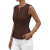 image:imagePRETTYGARDEN Womens 2026 Summer Vest Tops Business Casual Going Out Outfits Sleeveless Zip Up Dressy Tank Top Suit WaistcoatBrown