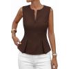 image:imagePRETTYGARDEN Womens 2026 Summer Vest Tops Business Casual Going Out Outfits Sleeveless Zip Up Dressy Tank Top Suit WaistcoatBrown