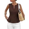image:imagePRETTYGARDEN Womens 2026 Summer Vest Tops Business Casual Going Out Outfits Sleeveless Zip Up Dressy Tank Top Suit WaistcoatBrown