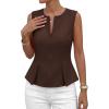 image:imagePRETTYGARDEN Womens 2026 Summer Vest Tops Business Casual Going Out Outfits Sleeveless Zip Up Dressy Tank Top Suit WaistcoatBrown