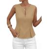 image:imagePRETTYGARDEN Womens 2026 Summer Vest Tops Business Casual Going Out Outfits Sleeveless Zip Up Dressy Tank Top Suit WaistcoatKhaki